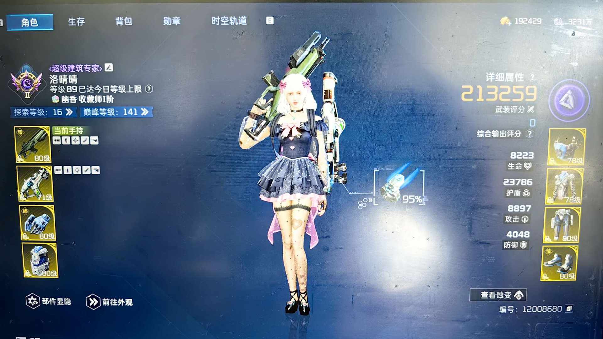 XQ5Z0P 号 满级89评分213259/俩区有号/杜加河谷/希望之光
