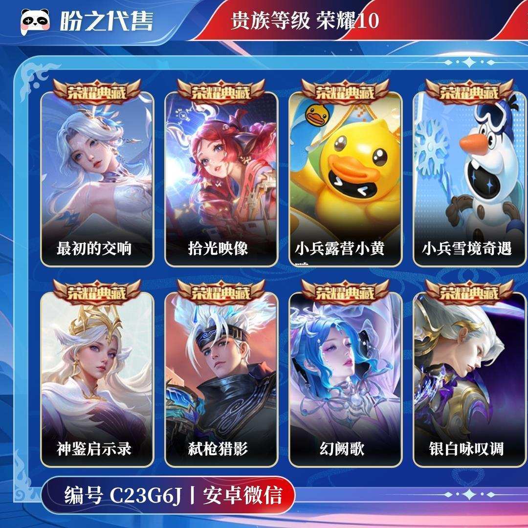 C23G6J号  贵族荣耀10 荣耀典藏24 珍品无双1 无双11 珍品传说9 星元皮肤20 传说皮肤123 史诗皮肤235 皮肤数量666 皮肤价值:916328 天幕8 英雄126 无双王者 总场次4749